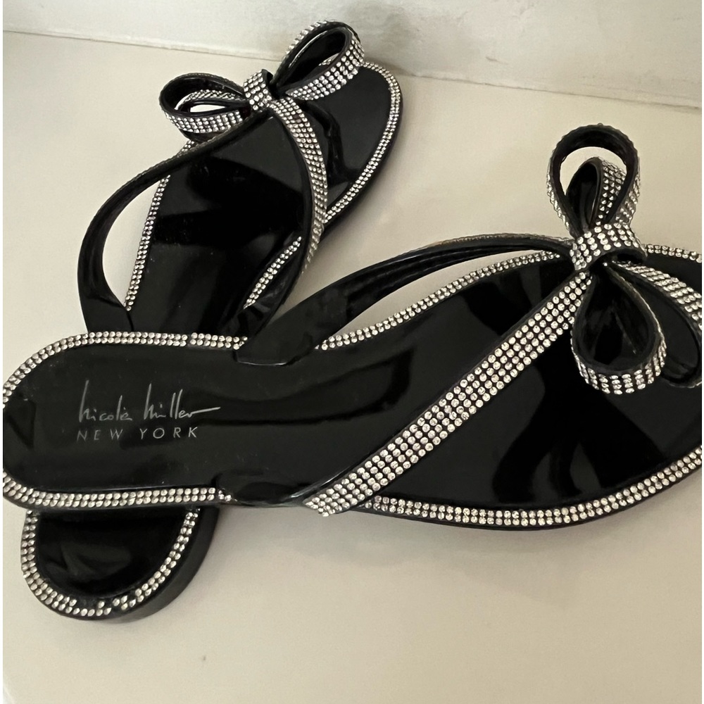 Nicole Miller rhinestone flip flops